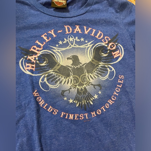 Women’s Harley Davidson Smoky Mountain Blue T-Shirt - Picture 2 of 4